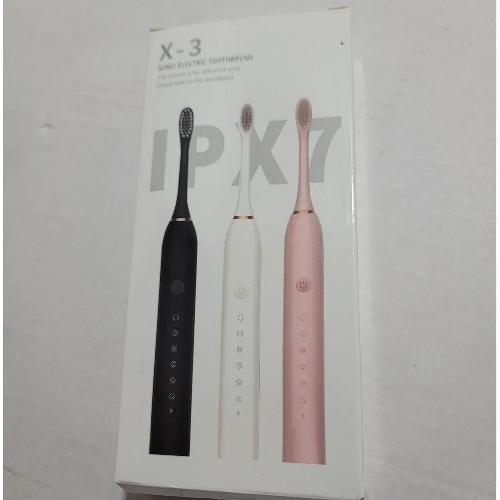 X-3 IPX7 Sonic Electric Toothbrush, Rechargeable Waterproof, 6 Speed White